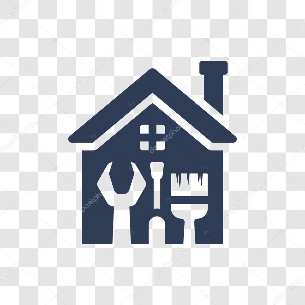 Home repair icon. Trendy home repair logo concept on transparent background from Construction collection