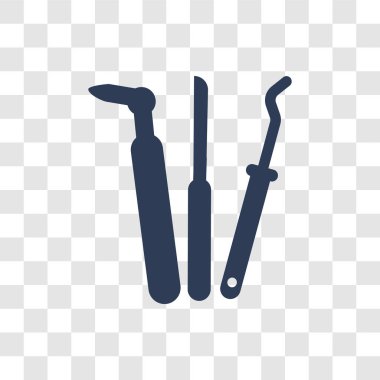 Diş hekimi araçlar simgesi. Modaya uygun diş hekimi araçları logo kavramı dişçi koleksiyonundan şeffaf arka plan üzerinde