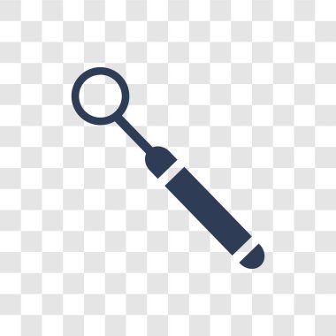 Ağız ayna simgesi. Diş hekimi koleksiyonundan şeffaf arka plan üzerinde trendy ağız ayna logo kavramı