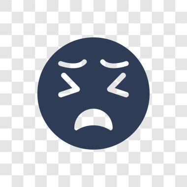 Çatık ile açık ağız emoji simgesi. Trendy çatık ile açık ağız emoji logo kavramı Emoji koleksiyonundan şeffaf arka plan üzerinde