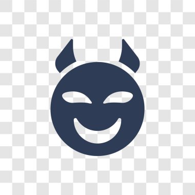 Boynuzları ile gülümseyen emoji simgesi. Trendy boynuzları ile gülümseyen emoji logo kavramı Emoji koleksiyonundan şeffaf arka plan üzerinde