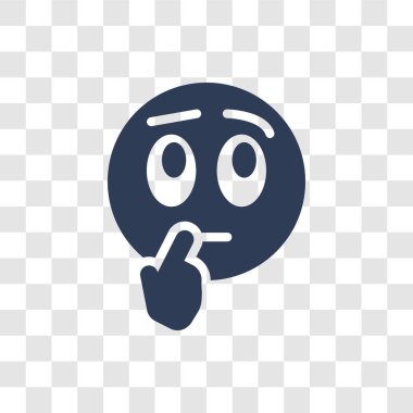 Düşünme emoji simgesi. Modaya uygun düşünme emoji logo kavramı Emoji koleksiyonundan şeffaf arka plan üzerinde