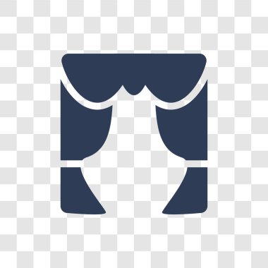 perde sahne simgesi. Son moda perde sahne logo kavramı eğlence ve Arcade koleksiyonundan şeffaf arka plan üzerinde