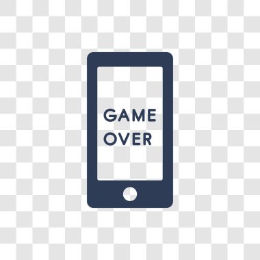 Oyun simgesinin üzerine. Modaya uygun oyun eğlence ve Arcade koleksiyonundan şeffaf arka plan üzerinde logo kavramı bitti