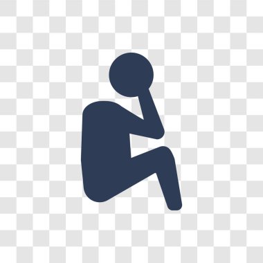 insan depresyonda. Trendy depresif insan logo kavramı duygular koleksiyonundan şeffaf arka plan üzerinde
