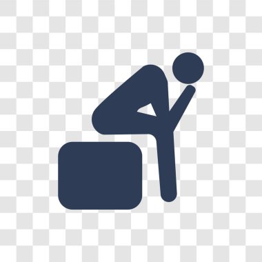 Üzgünüm insan kutsal kişilerin resmi. Trendy üzgün insan logo kavramı duygular koleksiyonundan şeffaf arka plan üzerinde