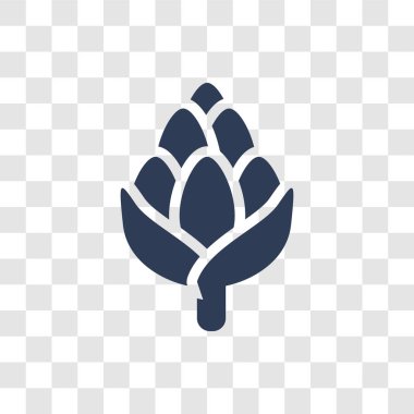 Enginar simgesi. Meyve ve sebze koleksiyonundan şeffaf arka plan üzerinde trendy enginar logo kavramı