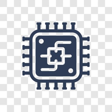 Büyük işlemci simgesi. Trendy büyük işlemci logo kavramı donanım koleksiyonundan şeffaf arka plan üzerinde