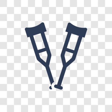 Koltuk değneği simgesi. Sağlık ve tıp koleksiyonundan şeffaf arka plan üzerinde son moda koltuk değneği logo kavramı