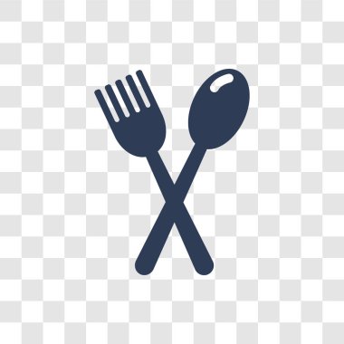 Çatal simgesi. Otel ve restoran koleksiyonundan şeffaf arka plan üzerinde trendy çatal bıçak takımı logo kavramı