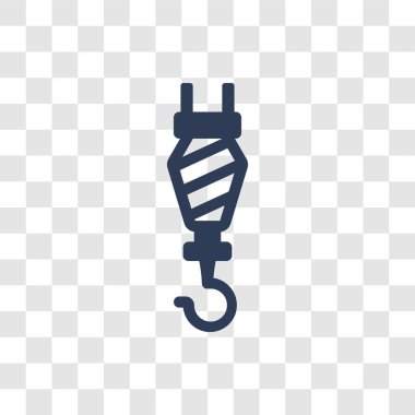 Kanca vinç simgesi. Trendy kanca vinç logo kavramı sanayi koleksiyonundan şeffaf arka plan üzerinde
