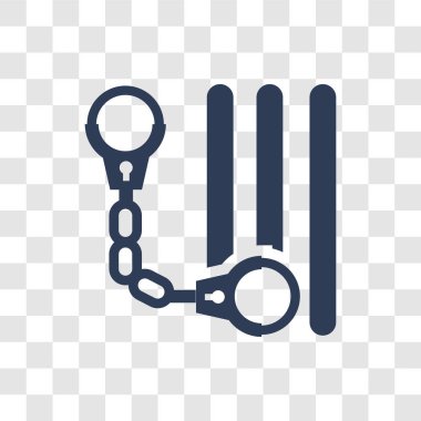 Suç simgesi. Modaya uygun ceza logo kavramı hukuk ve adalet koleksiyonundan şeffaf arka plan üzerinde