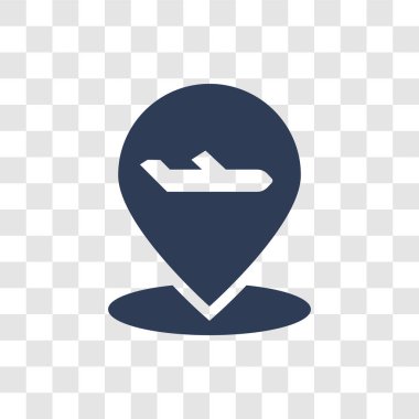Havaalanı PIN simgesi. Trendy Havaalanı PIN logosu kavram haritaları ve konumları koleksiyonundan şeffaf arka plan üzerinde
