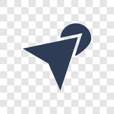 Ok üzerinde harita simgesi. Haritalar ve konumlar koleksiyonundan şeffaf arka plan üzerinde trendy ok harita üzerinde logo kavramı