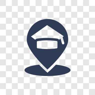 Üniversite PIN simgesi. Haritalar ve konumlar koleksiyonundan şeffaf arka plan üzerinde PIN logosu kavramı trendy kolej