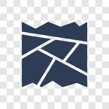 Harita simgesi. Haritalar ve konumlar koleksiyonundan şeffaf arka plan üzerinde moda harita logo kavramı