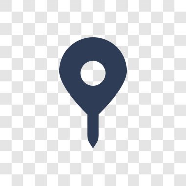 Harita PIN simgesi. Haritalar ve konumlar koleksiyonundan şeffaf arka plan üzerinde moda harita PIN logosu kavramı