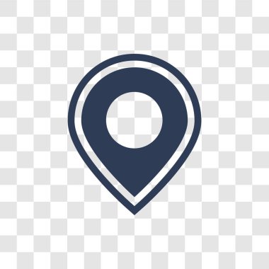 Yer tutucu simgesi. Haritalar ve konumlar koleksiyonundan şeffaf arka plan üzerinde trendy yer tutucu logo kavramı