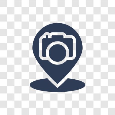 Fotoğraf simge yerlere. Haritalar ve konumlar koleksiyonundan fotoğraf logo kavramı şeffaf arka plan üzerinde modaya uygun yerlere