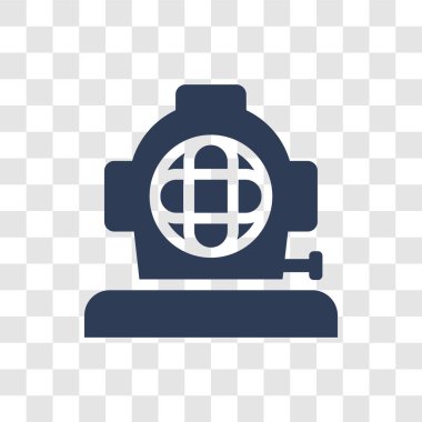 Dalış kask simgesi. Popüler dalış kask logo kavramı deniz koleksiyonundan şeffaf arka plan üzerinde