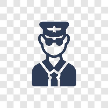 Uçak pilot kutsal kişilerin resmi. Modaya uygun uçak pilot logo kavramı insanların koleksiyonundan şeffaf arka plan üzerinde