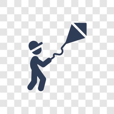 Çocuk uçan uçurtma simgesi. Trendy çocuk uçan uçurtma logo kavramı insanların koleksiyonundan şeffaf arka plan üzerinde