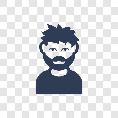 Sakal simgesi olan adam yüz. Sakal logo kavramı insanların koleksiyonundan şeffaf arka plan ile trendy erkek yüz