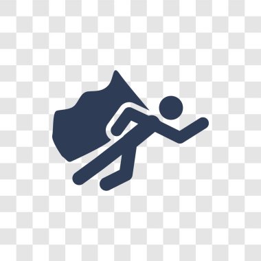 Adam uçan simgesi. Trendy uçan adam logo kavramı insanların koleksiyonundan şeffaf arka plan üzerinde