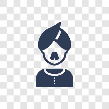 Türban ve sakal simgesi olan adam yüz. Türban ve sakal logo kavramı insanların koleksiyonundan şeffaf arka plan ile trendy adam yüz