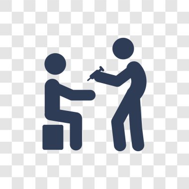 Aşı simgesi. Modaya uygun aşılama logo kavramı insanların koleksiyonundan şeffaf arka plan üzerinde