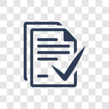 Kontrol simgesi. Kullanıcı arayüzü ve Web gezinti koleksiyonundan şeffaf arka plan üzerinde trendy Checked logo kavramı