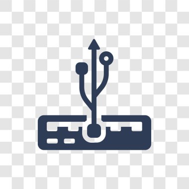 USB bağlantı noktası simgesi. Trendy Usb bağlantı noktası logo kavramı Kullanıcı arayüzü ve Web gezinti koleksiyonundan şeffaf arka plan üzerinde