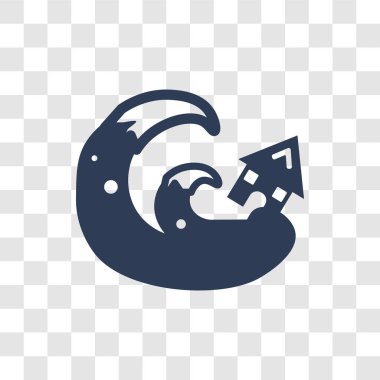 Tsunami simgesi. Trendy Tsunami logo kavramı hava koleksiyonundan şeffaf arka plan üzerinde
