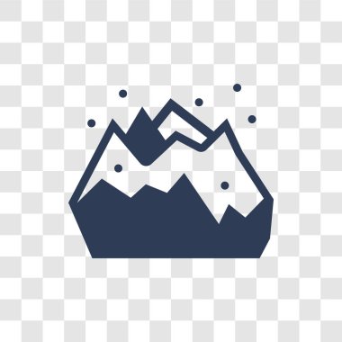 karlı dağ simgesi. Trendy karlı dağ logo kavramı kış koleksiyonundan şeffaf arka plan üzerinde