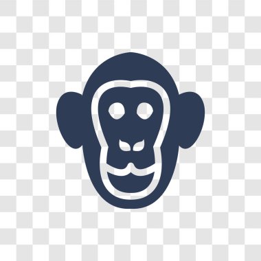 Maymun simgesi. Trendy maymun logosu kavram hayvanlar koleksiyonundan şeffaf arka plan üzerinde