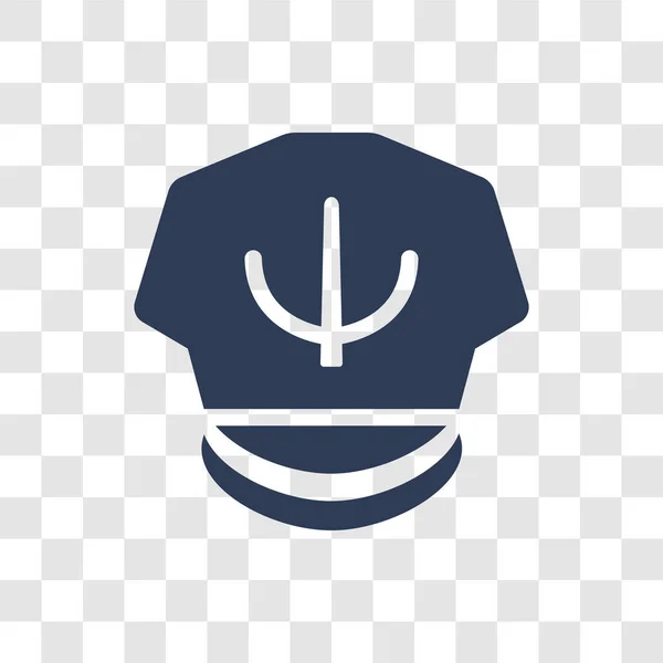 Καπέλο Καπετάνιου Εικονίδιο Καπετάνιος Μοδάτο Καπέλο Λογότυπο Έννοια Διαφανές Φόντο — Διανυσματικό Αρχείο