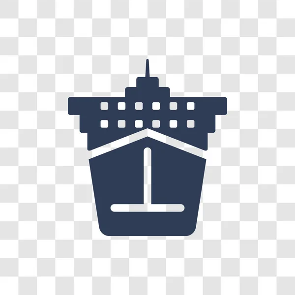 貨物船のフロント ビューのアイコン 航海のコレクションから透明な背景にトレンディな貨物船正面ロゴのコンセプト — ストックベクタ
