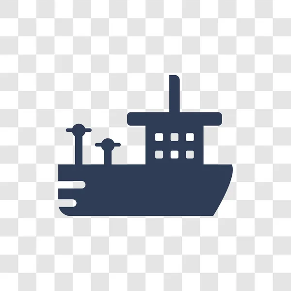 Tanker Schip Pictogram Trendy Tanker Schip Logo Concept Transparante Achtergrond — Stockvector