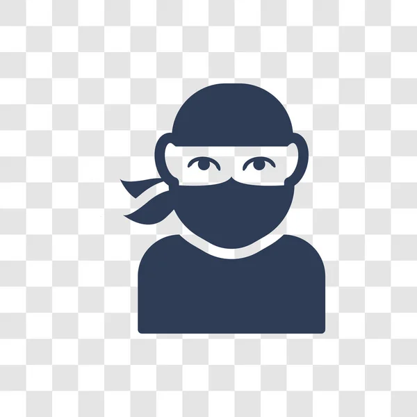 Ninja Ansikte Ikon Trendiga Ninja Möta Logotyp Koncept Transparent Bakgrund — Stock vektor