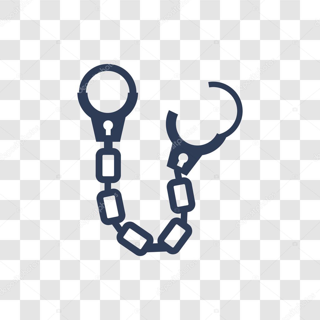 Handcuffs icon. Trendy Handcuffs logo concept on transparent background from law and justice collection