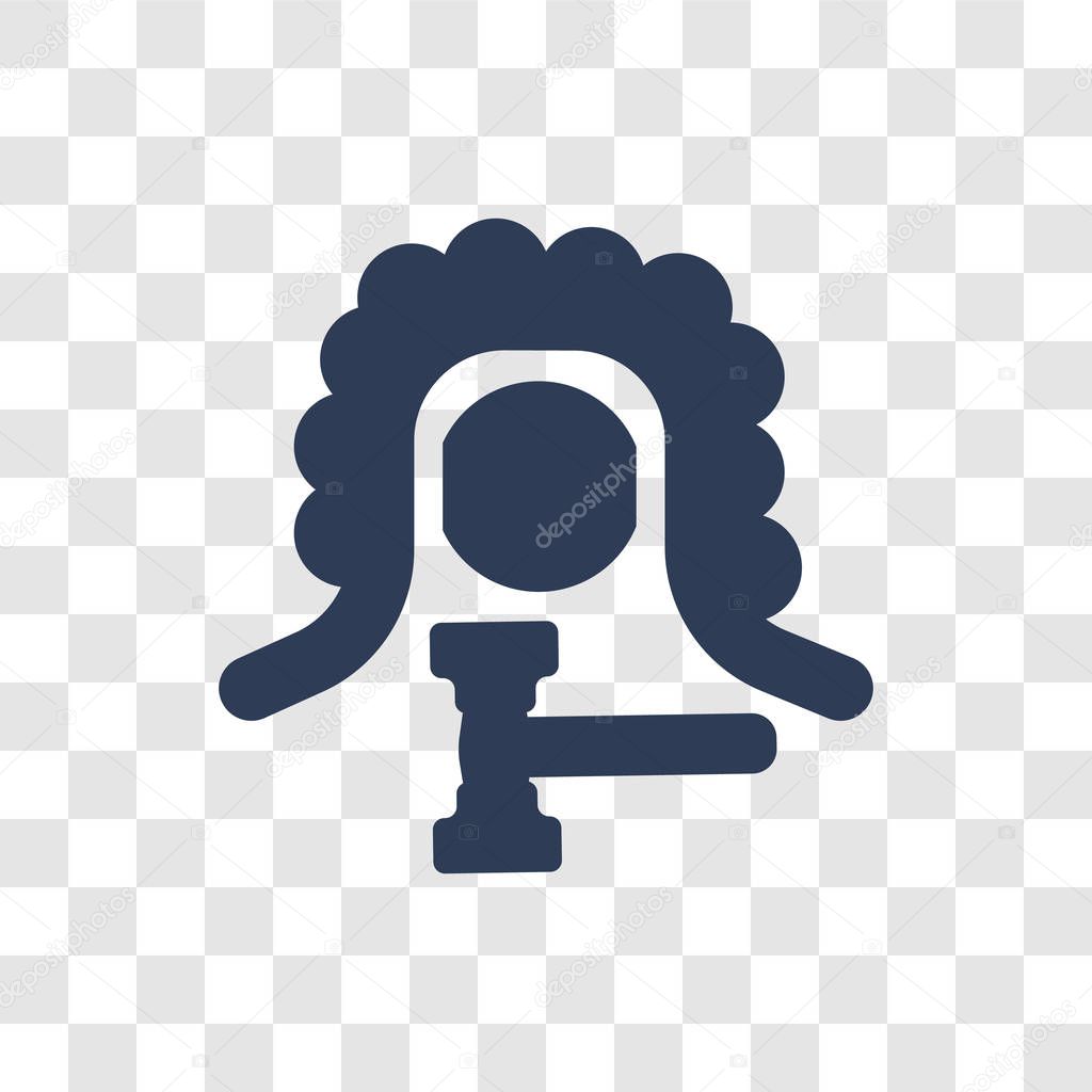 Icono del juez. Concepto de logotipo de Trendy Judge sobre fondo