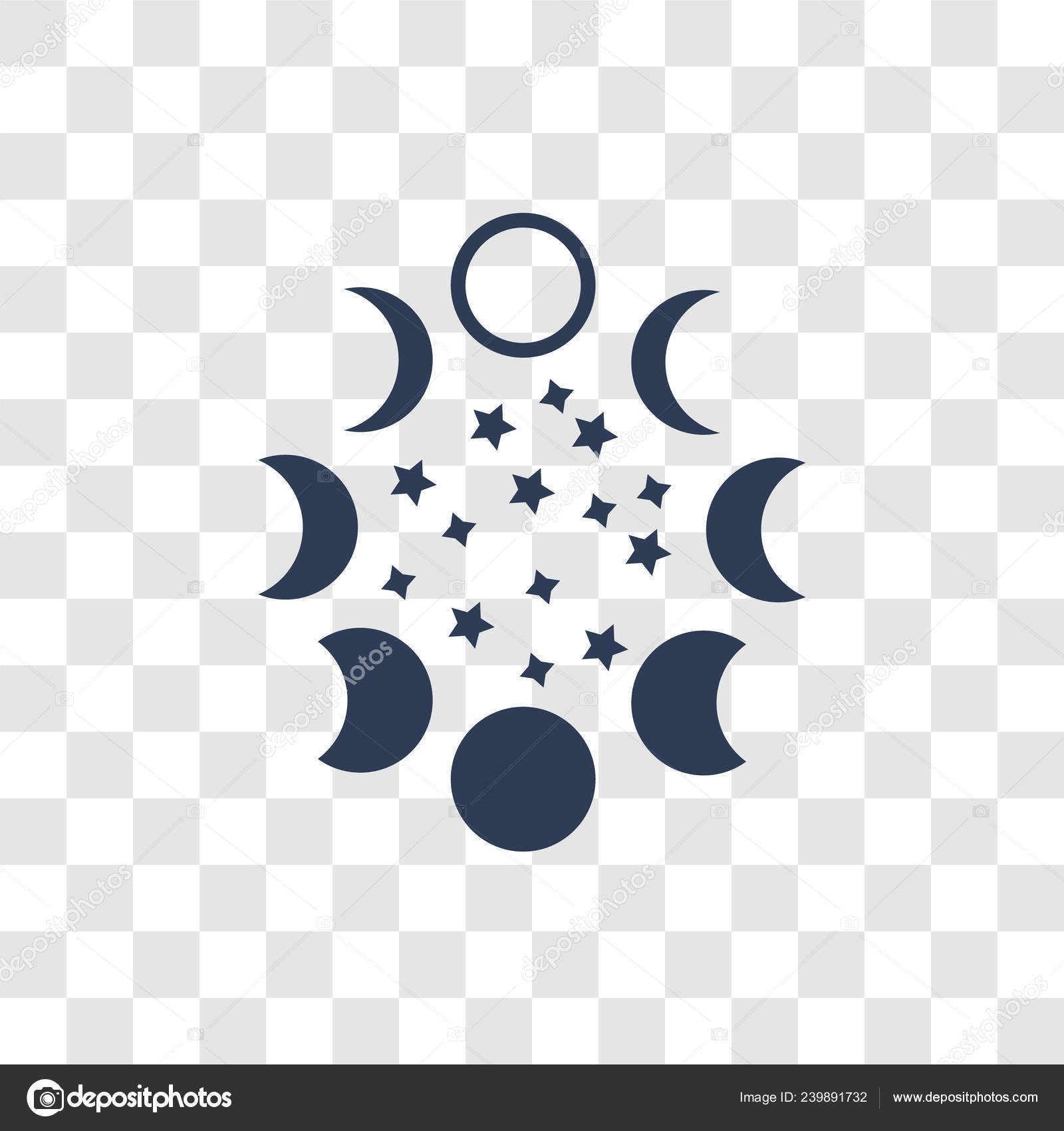Different Phases Of Moon On Transparent Background Vector Stock