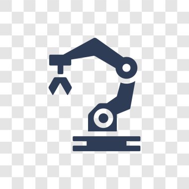 Endüstriyel robot simgesi. Modern endüstriyel robot logo kavramı yapay zeka koleksiyonundan şeffaf arka plan üzerinde