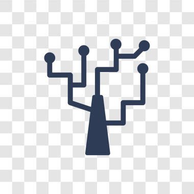 Teknoloji ağacı simgesi. Moda teknoloji ağacı logo kavramı yapay zeka koleksiyonundan şeffaf arka plan üzerinde