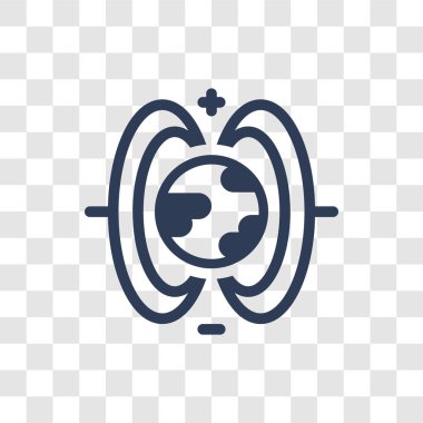 Manyetik alan simgesi. Trendy manyetik alan logo kavramı astronomi koleksiyonundan şeffaf arka plan üzerinde