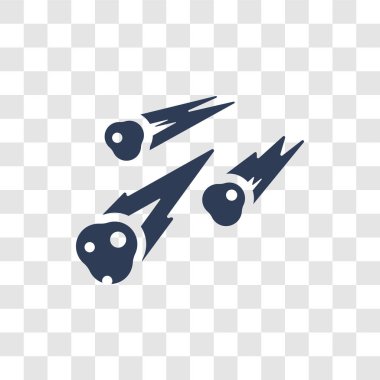 Meteor yağmuru simgesi. Trendy Meteor yağmuru logo kavramı astronomi koleksiyonundan şeffaf arka plan üzerinde