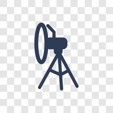 Reflektör simgesi. Modaya uygun reflektör logo kavramı astronomi koleksiyonundan şeffaf arka plan üzerinde