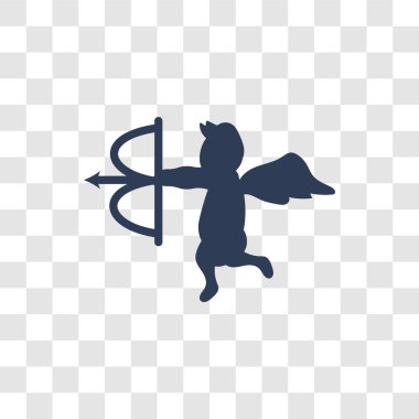 Aşk tanrısı simgesi. Doğum günü partisi ve düğün koleksiyonu şeffaf arka plan üzerinde trendy aşk tanrısı logo kavramı