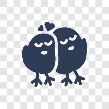 Aşk kuşları simgesi. Doğum günü partisi ve düğün koleksiyonu şeffaf arka plan üzerinde trendy aşk kuşlar logo kavramı