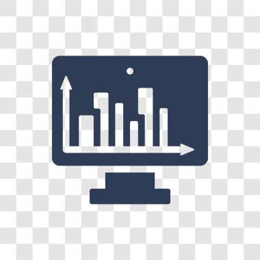 Çubuk grafik ekran simgesini. Trendy bar grafik ekran logosu konsepti iş ve analytics koleksiyonundan şeffaf arka plan üzerinde bulunan